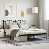 Metal Bed Frame without Mattress with Headboard Black 140x190cm 353439