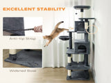 202cm Large Cat Tree with 6 Scratching Posts, 2 Hammocks, 2 Condos, 2 Perches, Pompoms, for Indoor T3398P425288