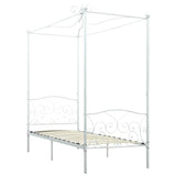 ZNTS 284468 Canopy Bed Frame without Mattress White Metal 90x200 cm