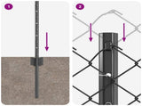 Chainlink Fence with Post 25 x 0.6 m PVC-Coated Steel Grey Mesh 3336274