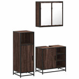 3 Piece Bathroom Furniture Set Brown Oak Engineered Wood 3300969