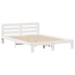 ZNTS Bed Frame without Mattress White 135x190 cm Double Solid Wood Pine 3309948