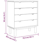 Drawer Cabinet OTTA Brown&Grey 76.5x39.5x90cm Solid Wood Pine 348583