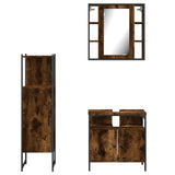 3 Piece Bathroom Cabinet Set Smoked Oak Engineered Wood 3214757