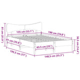 Bed Frame without Mattress Wax Brown 135x190 cm Double Solid Wood Pine 3328249