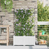 Garden Planter 2 pcs White 80 x 40 x 142 cm Plastic 42002919