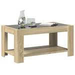 ZNTS Coffee Table with LED Sonoma Oak 93x53x45 cm Engineered Wood 847555