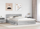 Bed Frame with Drawer Grey Sonoma 160 x 200 cm Engineered Wood 3412169