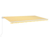 Manual Retractable Awning with LED 600x300 cm Yellow and White 3068963