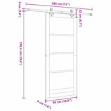 Sliding Door White 86 x 198.5 cm Solid Pine Wood 3333567