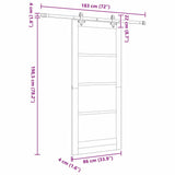 Sliding Door Manual Natural and white 86 x 198.5 cm 3333566