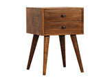 Solid Wood Mini Chestnut Bedside, 2 Drawers, Dark Brown B2743P402950