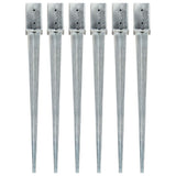 Ground Spikes 6 pcs Silver 8x8x91 cm Galvanised Steel 145411