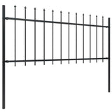 Garden Fence with Spear Top Steel 181x80 cm Black 144924