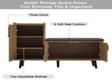 Modern Shoe Bench/ Storage Cabinet, Adjustable Storage Space for Boots or Heels, Asymmetrical Metal N896P457063N