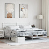 Metal Bed Frame without Mattress with Footboard White 180x200cm 355730