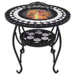Mosaic Fire Pit Table Black and White 68 cm Ceramic 46725