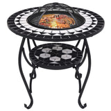 Mosaic Fire Pit Table Black and White 68 cm Ceramic 46725