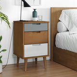 Bedside Cabinet MOLDE Brown 40x35x65 cm Solid Wood Pine 350498