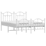 Metal Bed Frame without Mattress with Footboard White 150x200cm 353508