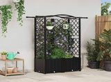 Raised Bed with Trellis and Roof Black 122 x 40 x 141 cm PP 42032536