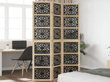 Room Divider 3 Panels Brown and Black Solid Wood Paulownia 358800