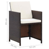 13 Piece Outdoor Dining Set with Cushions Poly Rattan Brown 42603