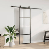 Sliding Door with Hardware Set Black 76x205 cm ESG Glass 3375937