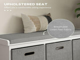 Three-Drawer Shoe Storage Bench, with Padded Top Seat - White T3398P328295