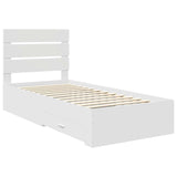 Bed Frame with Drawer White 90 x 190 cm Engineered Wood 3412020