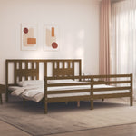 ZNTS Bed Frame without Mattress Honey Brown 200x200 cm Solid Wood 3194594