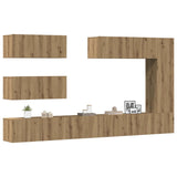 7 Piece TV Cabinet Set Wall-mounted Artisan Oak Engineered Wood 3329140