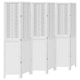 Room Divider 6 Panels White Solid Wood Paulownia 358730