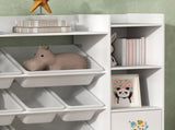 Kids Toy Organizers and Storage with 8 Removable Storage Bins and Bookshelf, White T3398P421973