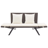 Garden Bench with Cushions Brown 176 cm Poly Rattan 317182