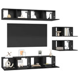 TV Cabinet Set Wall-mounted 6 pcs Black Oak Engineered Wood 3393475