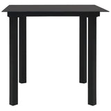 Dining Set Oak and black Poly rattan, powder-coated steel, glass 3060237