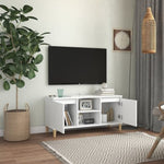 TV Cabinet with Solid Wood Legs White 103.5x35x50 cm 805959