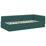 Corner Bed Frame Dark Green 100 cm x 200 cm Velvet 42016093