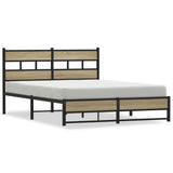 Metal Bed Frame without Mattress Sonoma Oak 140x190 cm 4017272