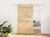 Sliding Door Natural and White 85 x 210 cm Solid Pine Wood 3445005