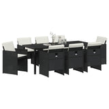 Garden Dining Set 9 pcs Black Poly Rattan 3380592
