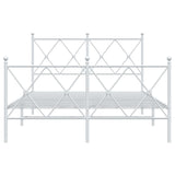 Metal Bed Frame without Mattress with Footboard White 120x200cm 376567