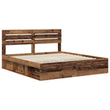 Bed Frame with Headboard Old Wood 200 x 200 cm Solid Pine Wood 3411381