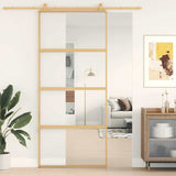 Sliding Door Gold 90x205 cm Clear ESG Glass and Aluminium 155179