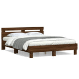 Bed Frame without Mattress Brown Oak 150x200 cm King Size 3207419