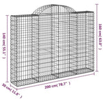 Arched Gabion Basket 200x30x140/160 cm Galvanised Iron 153487