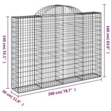 Arched Gabion Basket 200x30x140/160 cm Galvanised Iron 153487