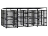 Outdoor Dog Kennel with Roof Steel 7.37 m 3097949