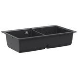 Kitchen Sink Double Basin Granite 86 x 51 x 30 cm Graphite 42053751